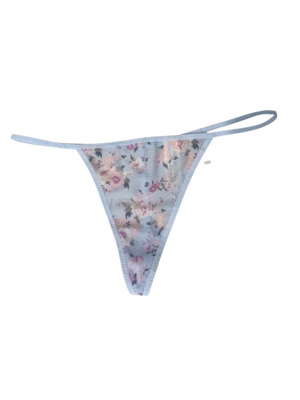 Jessica Simpson Women's Light Blue Pink Floral G String Panty, Size L - NWOT
